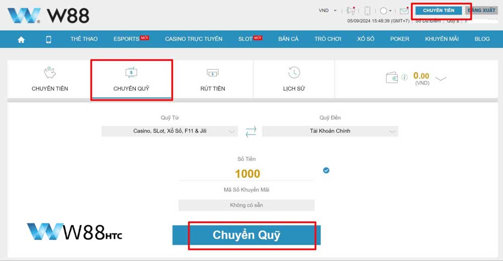 Thực hiện chuyển tiền